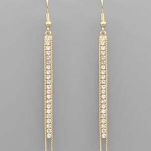 Crystal & Brass Row Drop Earrings